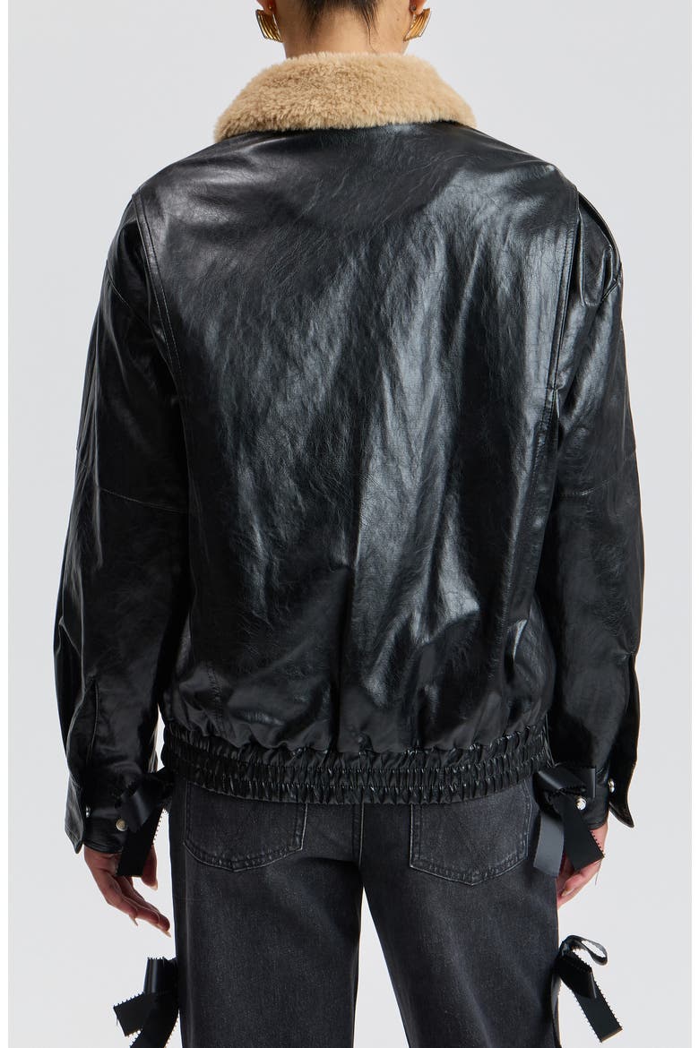 Faux Leather Aviator Jacket, Alternate, color, BLACK