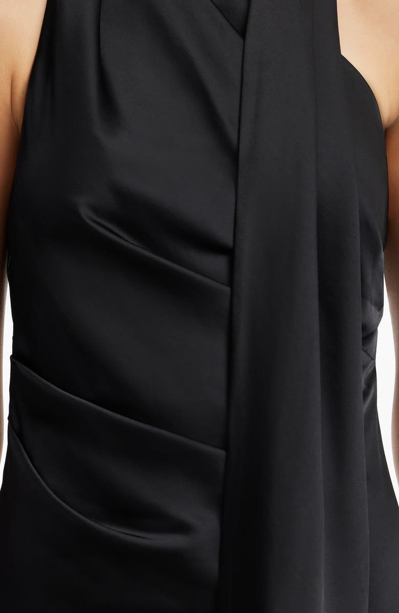 Significant Other Nadia Asymmetric Drape Bias-Cut Satin Minidress, Alternate, color, Black