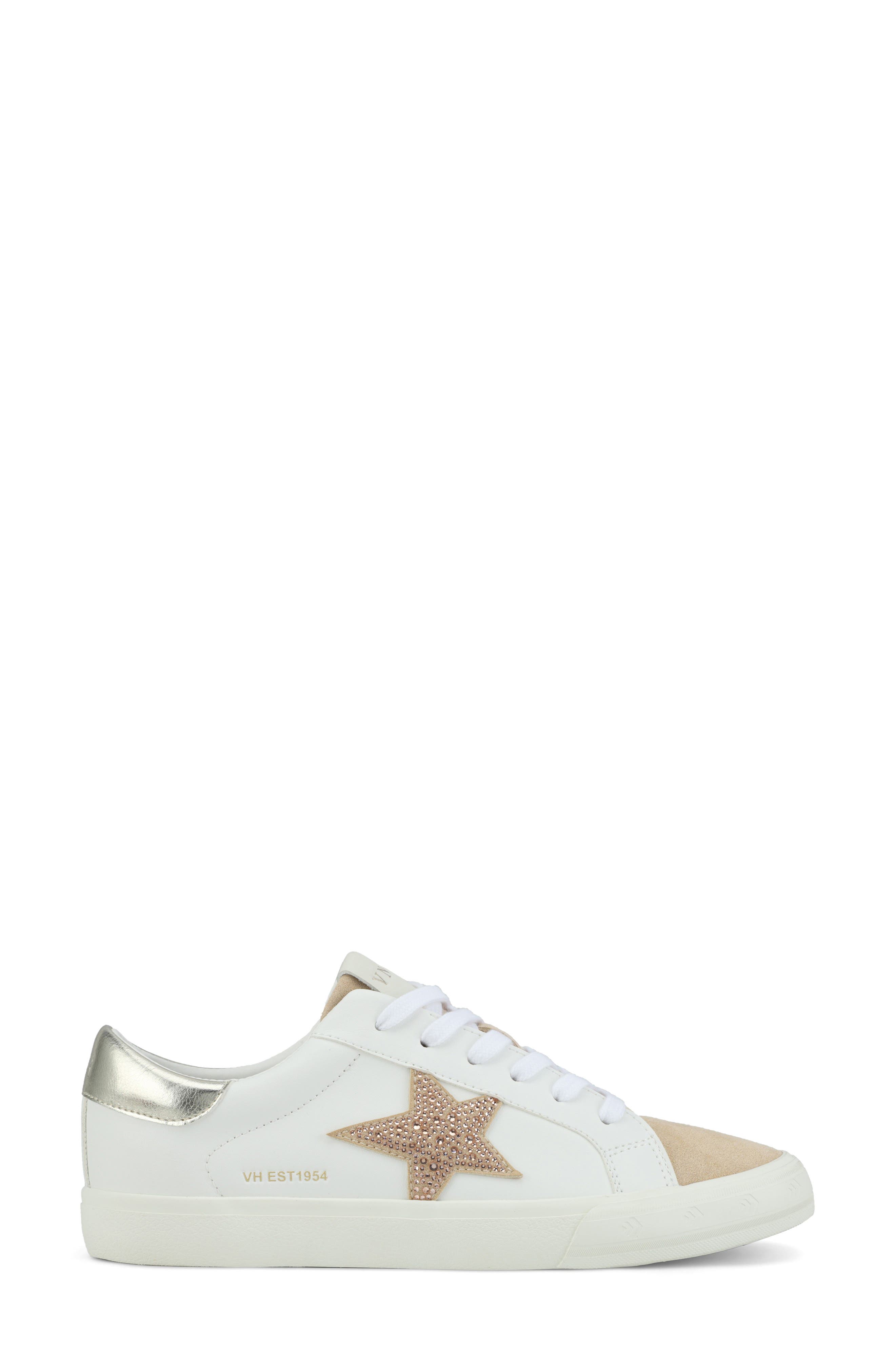 Star Sneaker, Alternate, color, WHITE/ TAUPE/ RHINESTONES