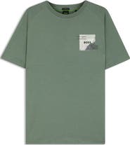 BOSS Stripe Zone Stretch Cotton Blend Graphic T-Shirt