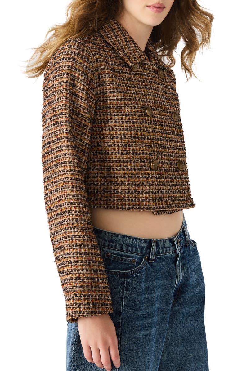 Steve Madden Avie Tweed Jacket, Alternate, color, Brown Plaid Mix