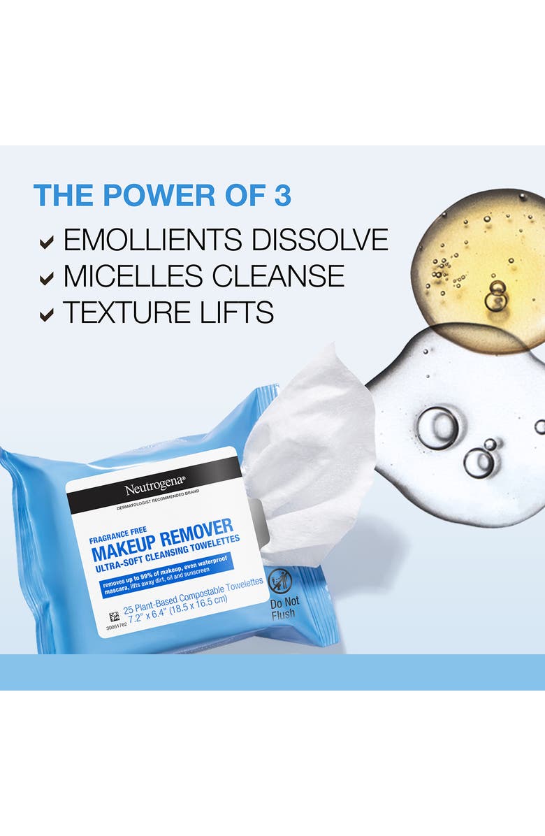 NEUTROGENA Fragrance-Free Cleansing Makeup Remover Face Wipes, Alternate, color, 