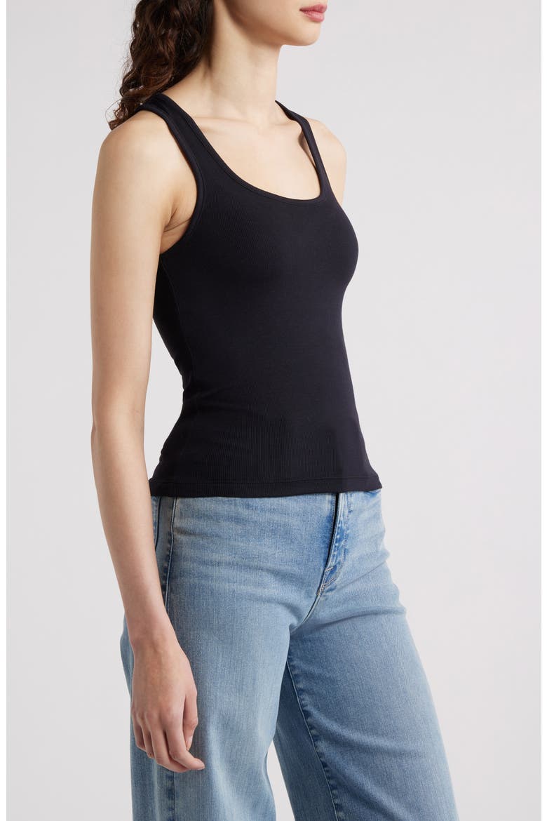 The Rib Scoop Neck Tank, Alternate, color, BLACK