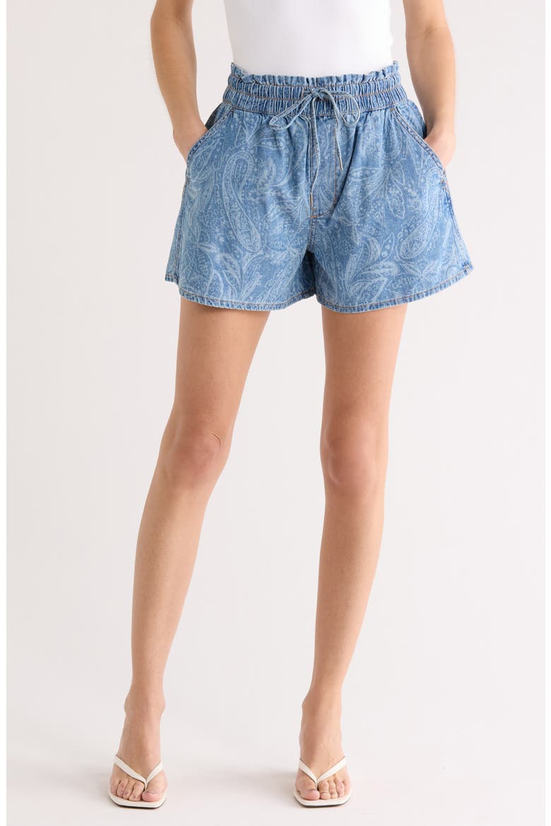 Wilder Pull-On Denim Shorts, Main, color, ATLANTIC PAISLEY
