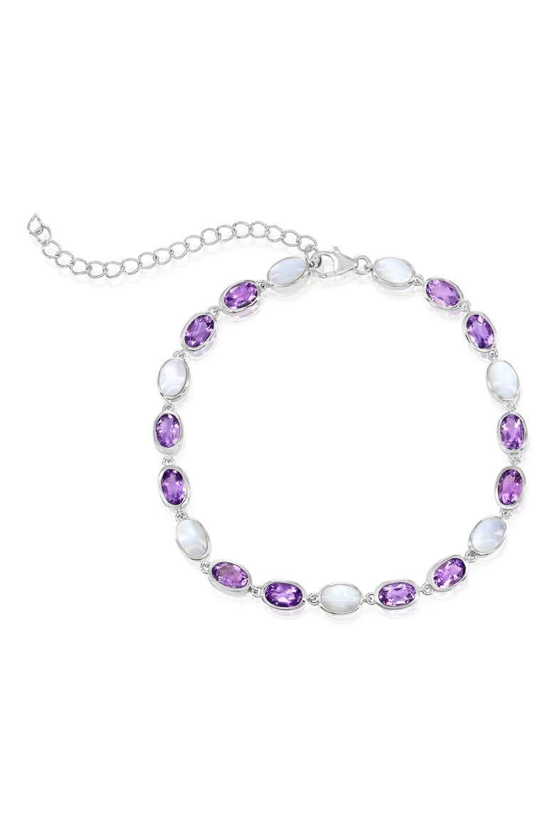Sterling Silver Mother-of-Pearl & Amethyst Bracelet, Main, color, PURPLE