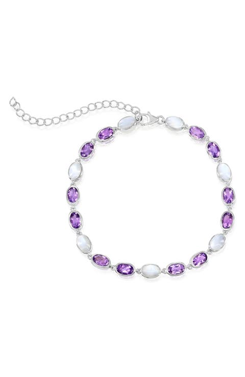 Sterling Silver Mother-of-Pearl & Amethyst Bracelet