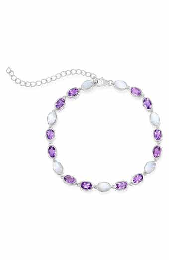 Sterling Silver Mother-of-Pearl & Amethyst Bracelet
