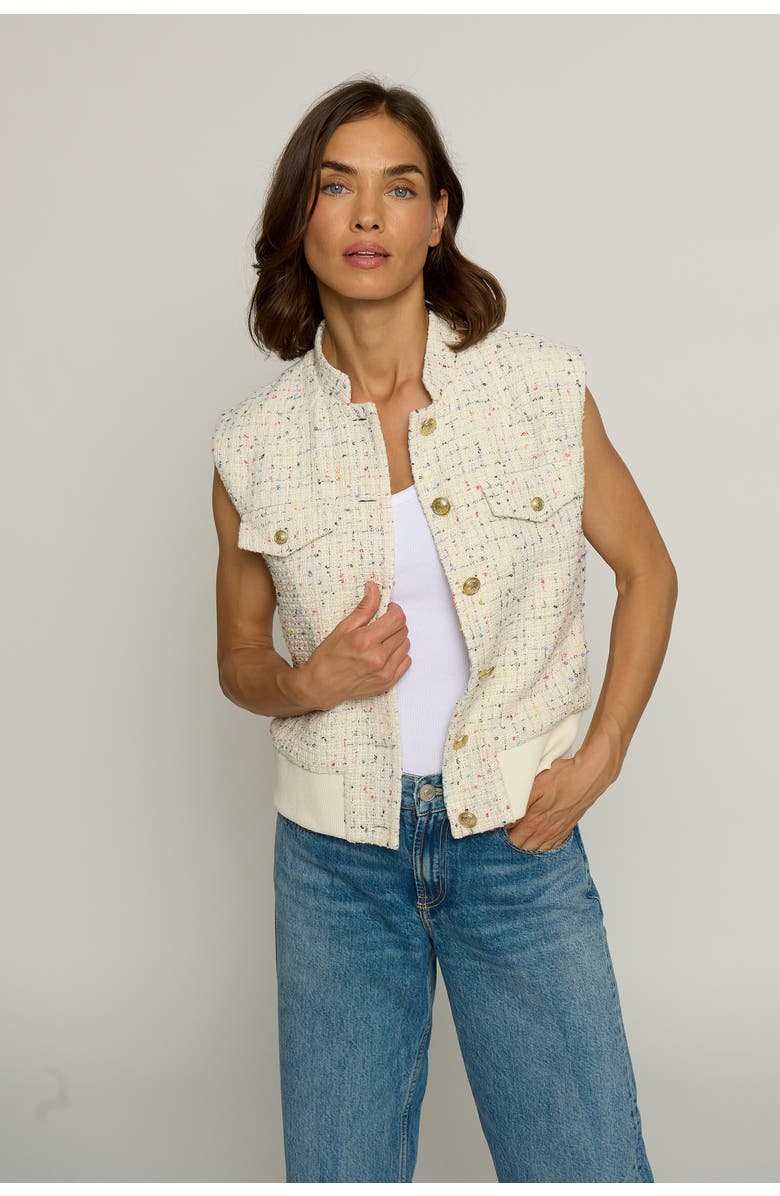 Central Park West TWEED BOMBER VEST, Main, color, 