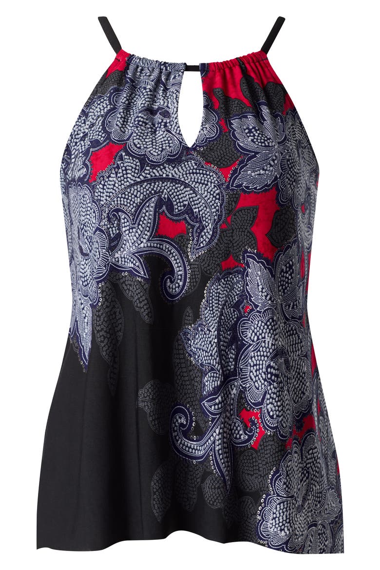 Steel Magnolias Peephole Tankini Top, Alternate, color, BLK/ MULTI