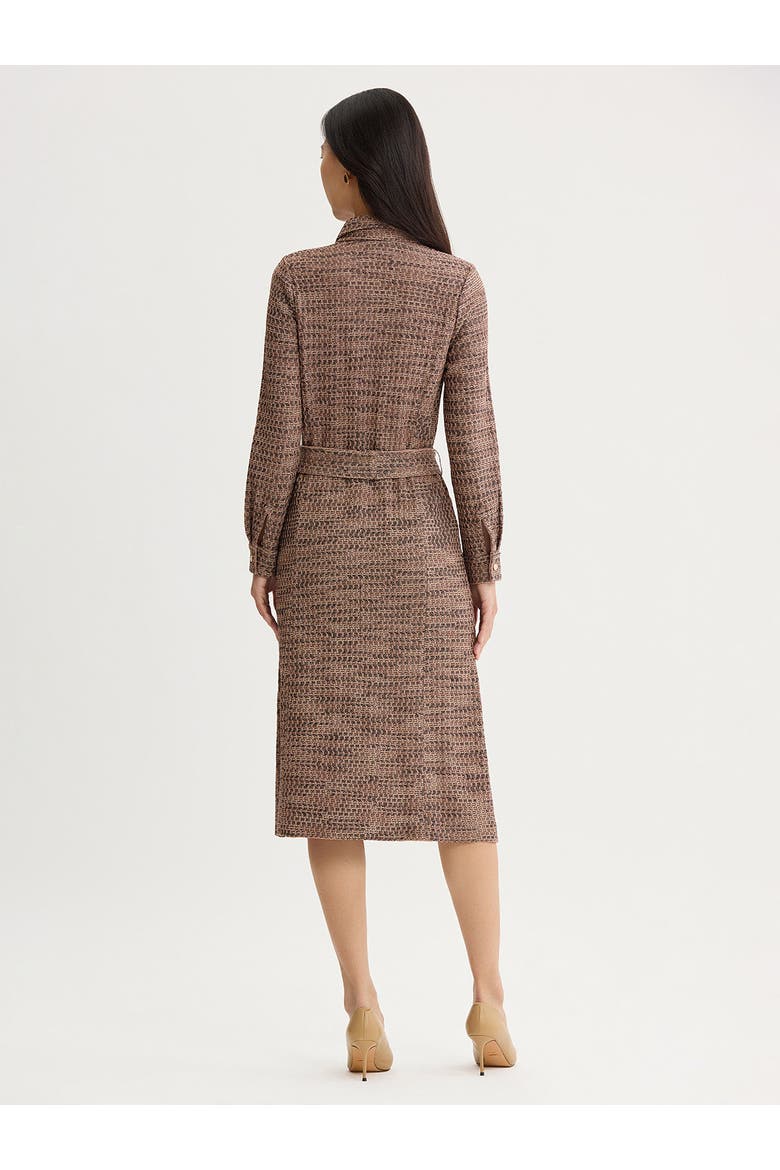 Belted Button Front Tweed Knit Midi Dress, Alternate, color, Charmeuse/Biscotti/Black