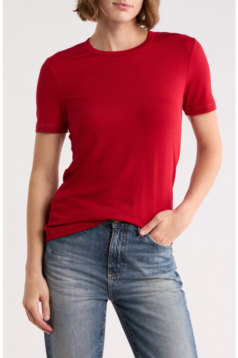 Women's Gray Boy Ribbed T-Shirt, Main, color, SANGRIA