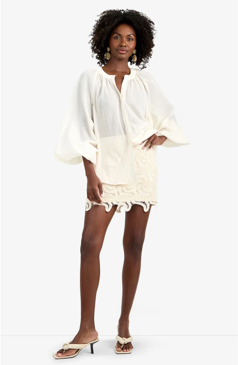 Trina Turk Rico Scallop Lace Skirt, Alternate, color, Bonita Beige