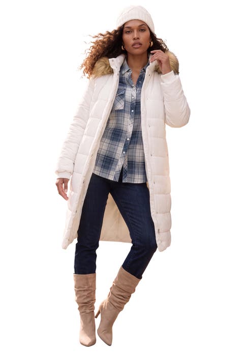 Plus Size Knee Length Puffer Coat