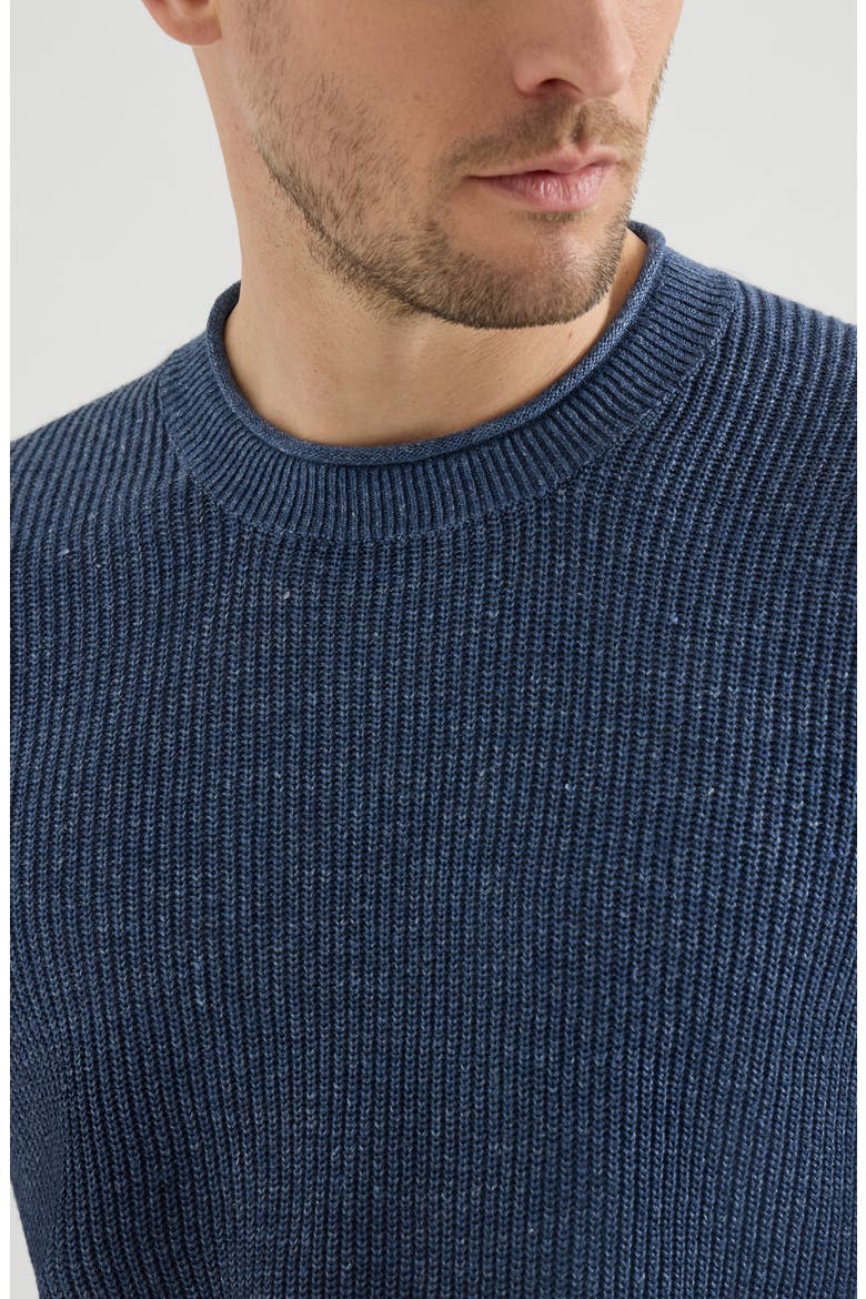 Linen and cotton T-shirt, Alternate, color, Denim