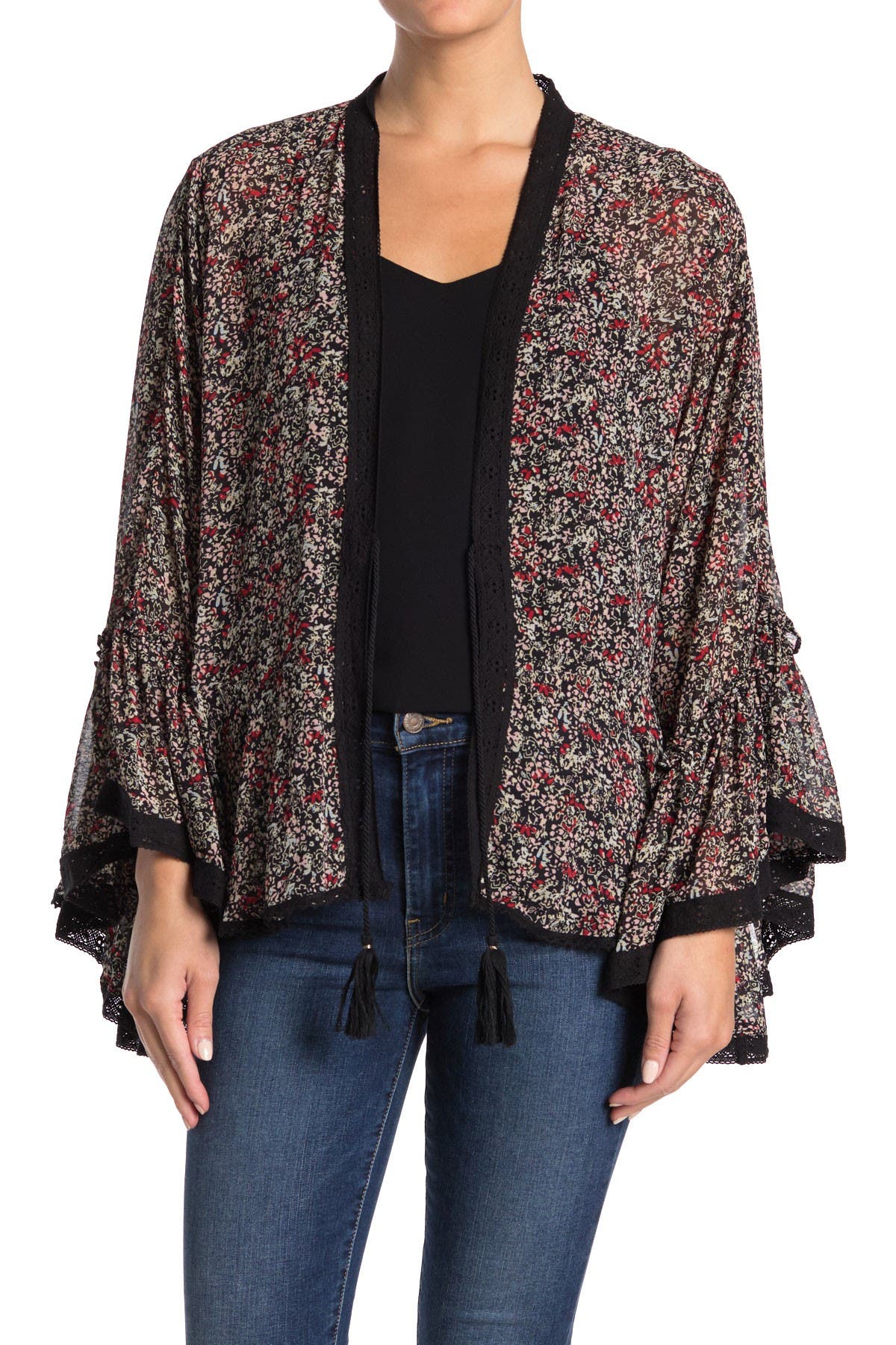 Free People Lola Bell Sleeve Tassel Kimono Top (Women) | Nordstromrack
