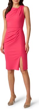 Adrianna Papell Ruched Asymmetric Crepe Sheath Dress