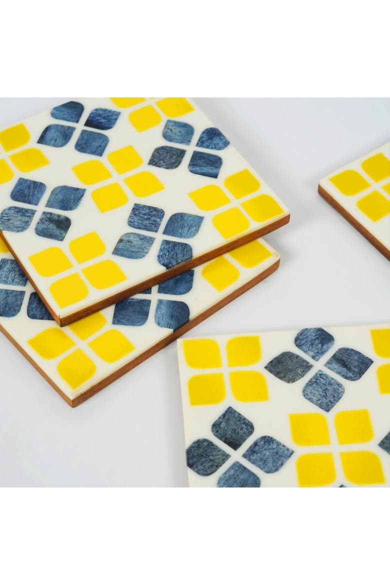 Marigold Mosaic Inlay Coasters, Alternate, color, Marigold