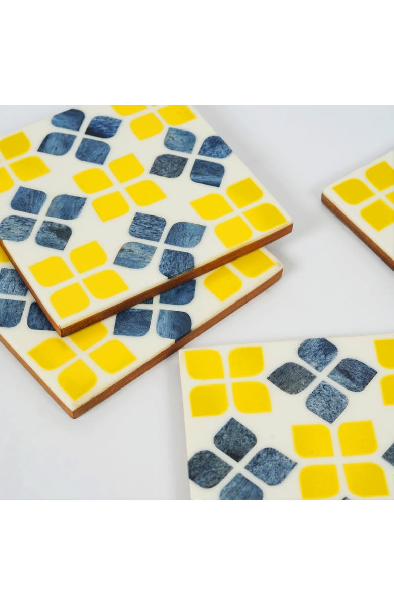 Mela Artisans Marigold Mosaic Inlay Coasters, Alternate, color, Marigold