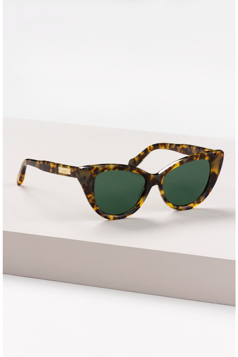 Kyoto 51mm Cat Eye Sunglasses, Alternate, color, MILK TORTOISE/ BLACK SOLID