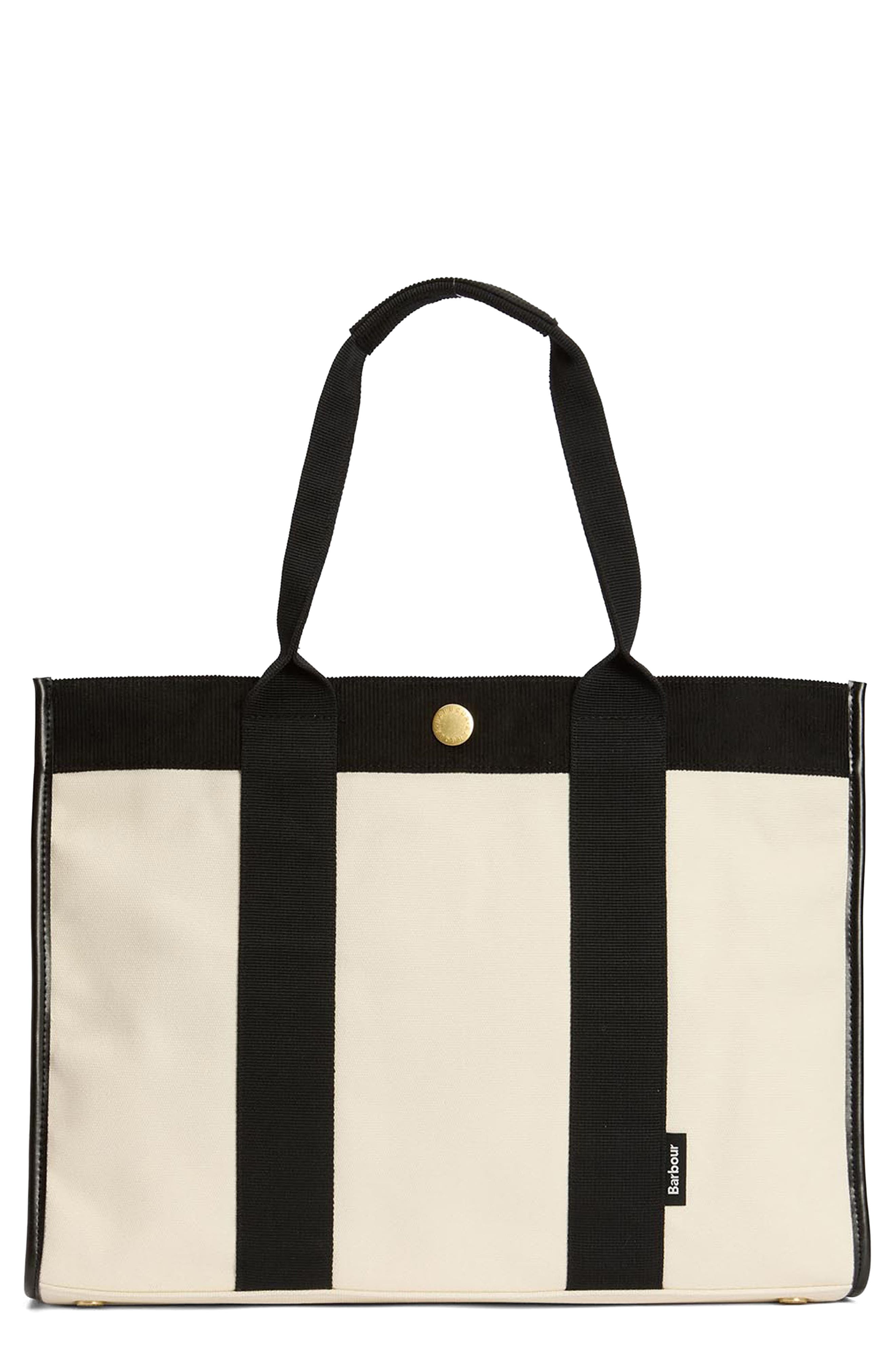 Barbour Large Selena Cotton Canvas Tote, Main, color, Ecru