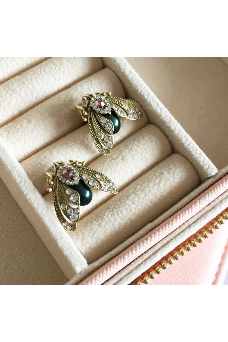 Bejewelled Moth Stud Earrings, Alternate, color, Moth