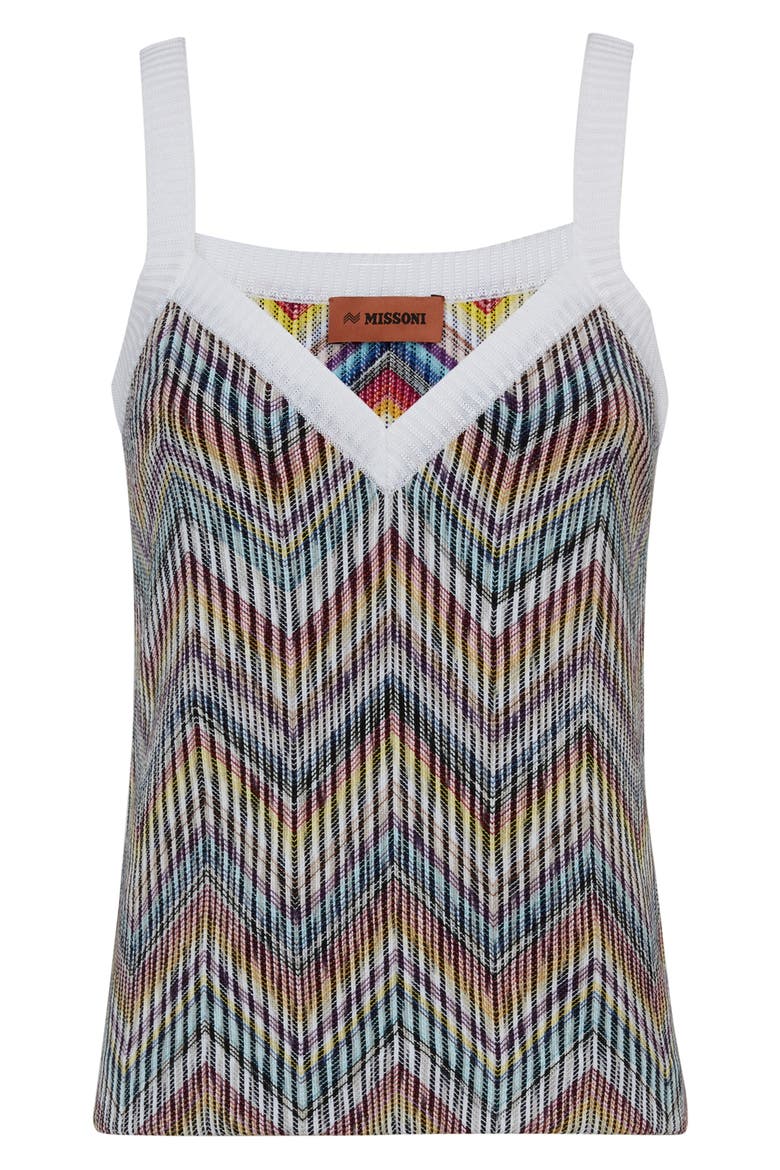 Caperdoni Zigzag Cotton Blend Tank Top, Main, color, BLUE MULTICOLOR