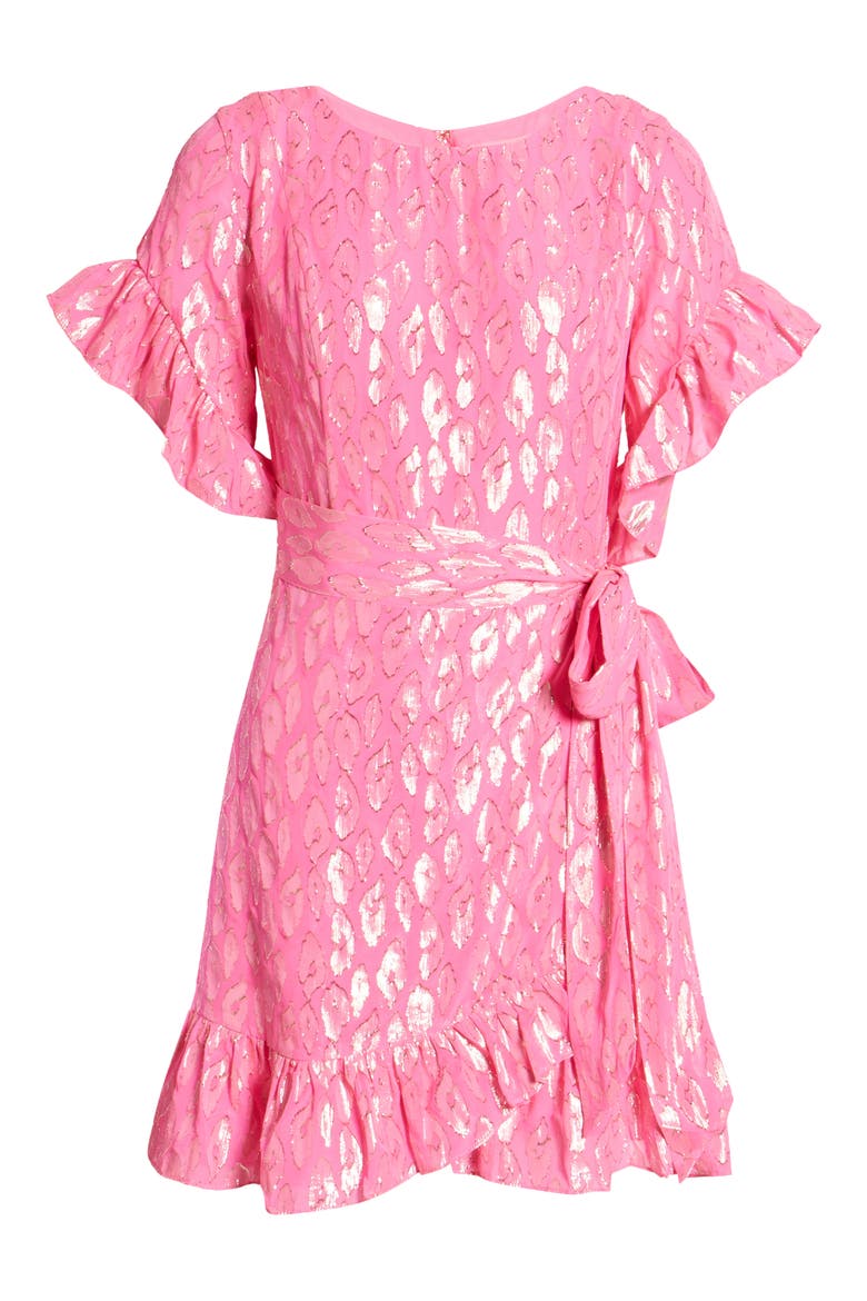 Darlah Metallic Leopard Silk Dress, Alternate, color, RAZ BERRY LEOPARD METALLIC