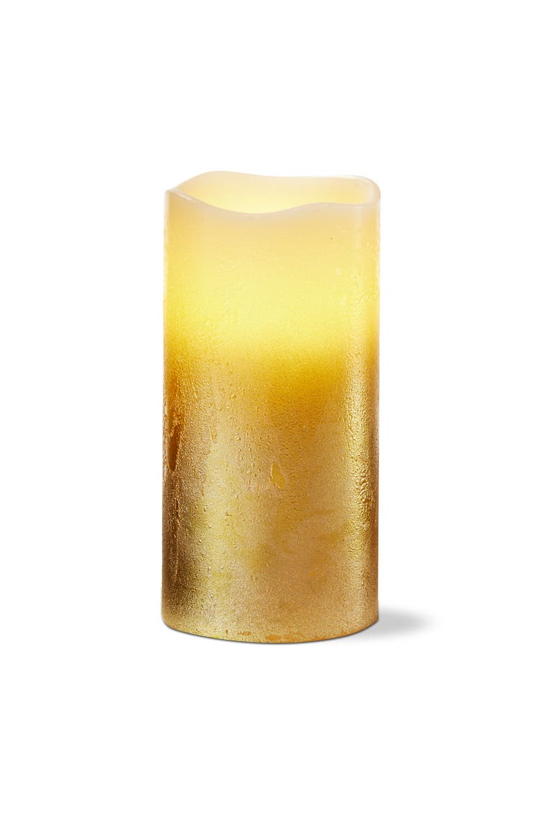 Shimmery Gold LED Flameless Pillar Candle Perfect for Everyday, Main, color, Gold