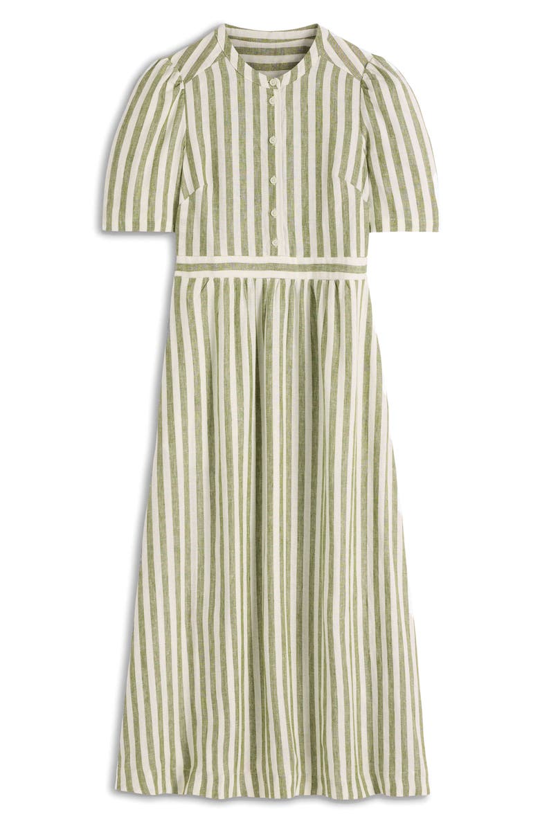 Boden Ivy Linen Midi Dress, Alternate, color, Green Stripe