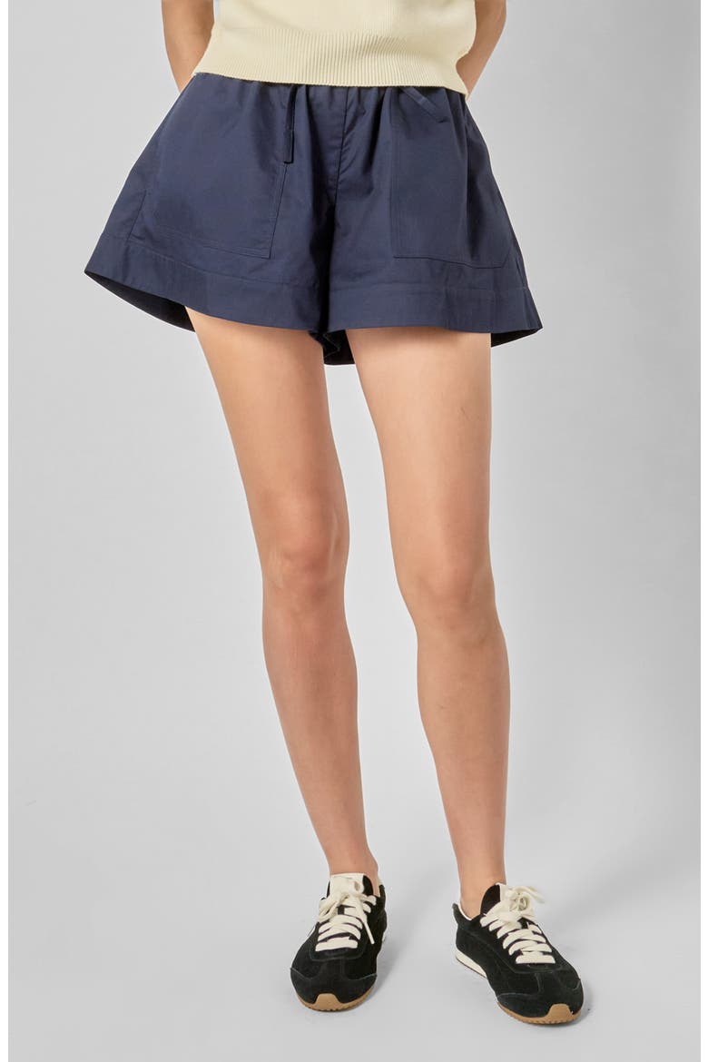 Cotton Poplin Drawstring Shorts, Main, color, NAVY