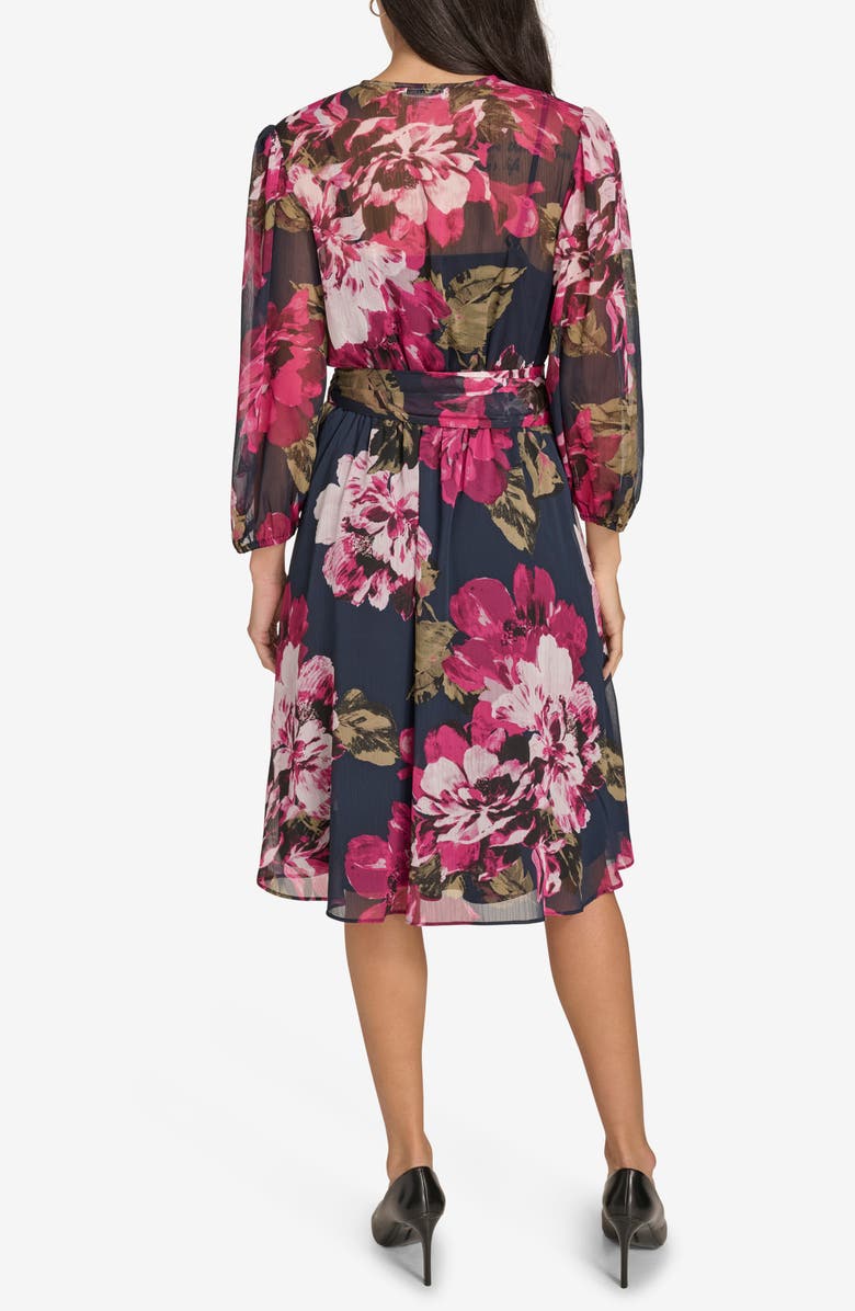 Calvin Klein Long Sleeve Faux Wrap Dress, Alternate, color, 