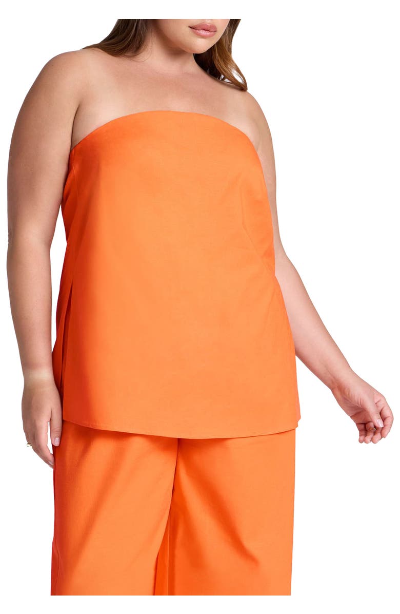 ELOQUII Linen Blend Column Tube Top, Main, color, Bright Orange