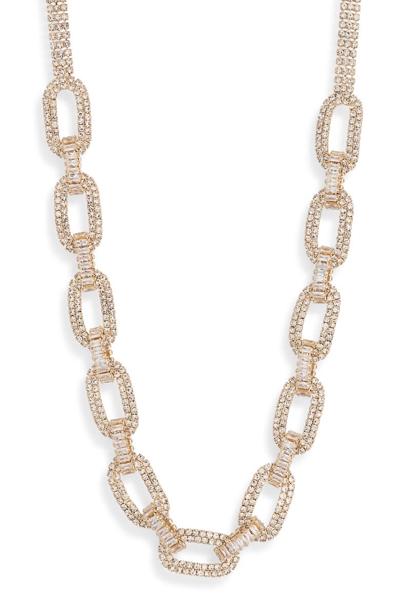 Tasha Pavé Crystal Chain Necklace, Main, color, Gold