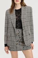 Sam Edelman Rhinestone Trim Oversized Plaid Blazer