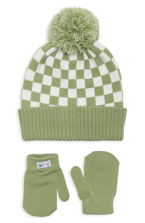Check Hat & Mittens Set