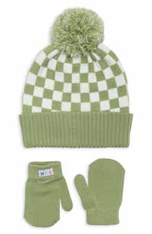 Check Hat & Mittens Set