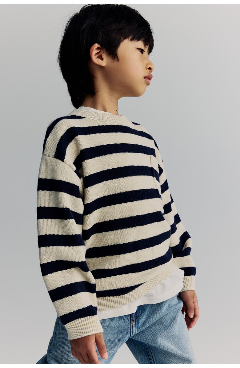 H&M Cotton sweater, Alternate, color, White/Navy Blue Striped