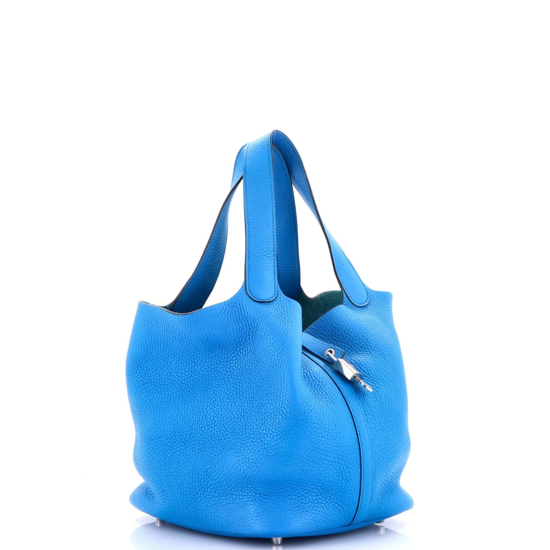 Pre-Owned Hermes Picotin Lock Bag Clemence MM, Alternate, color, Bleu Zanzibar