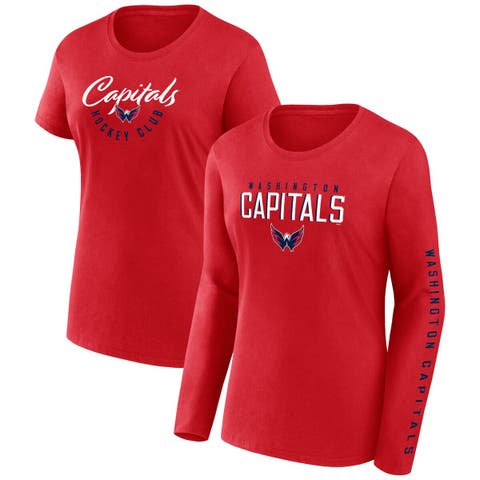 Women's Fanatics Branded  Red Washington Capitals Long and Short Sleeve Two-Pack T-Shirt Set