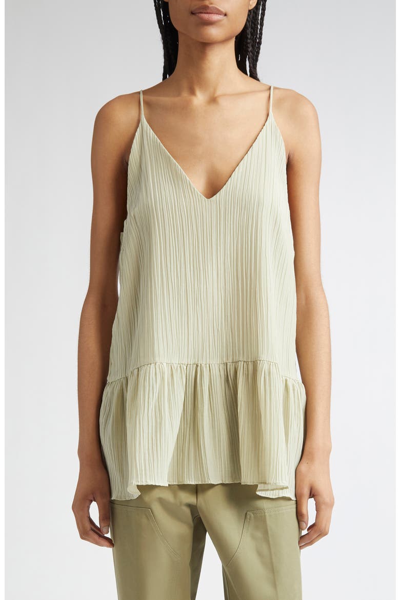 Lily Parchment Textured Organic Cotton & Organic Silk Peplum Top, Main, color, LIME BLOSSOM