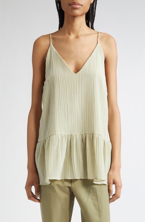 Lily Parchment Textured Organic Cotton & Organic Silk Peplum Top