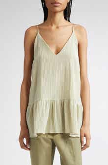 BITE Studios Lily Parchment Textured Organic Cotton & Organic Silk Peplum Top