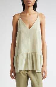 BITE Studios Lily Parchment Textured Organic Cotton & Organic Silk Peplum Top