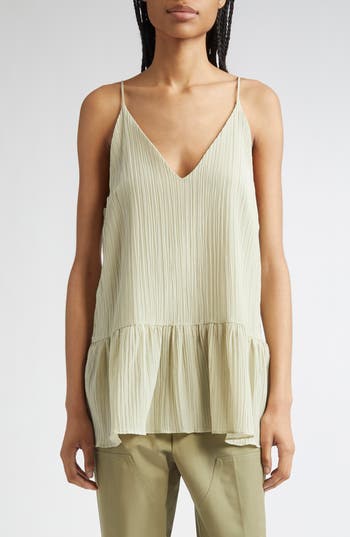 Bite Studios Lily Parchment Textured Organic Cotton & Organic Silk Peplum Top