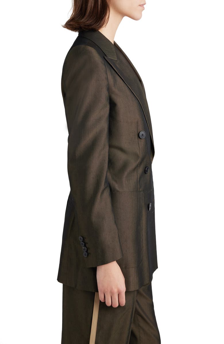 Dries Van Noten Bymee Double Breasted Cotton & Silk Blend Blazer, Alternate, color,