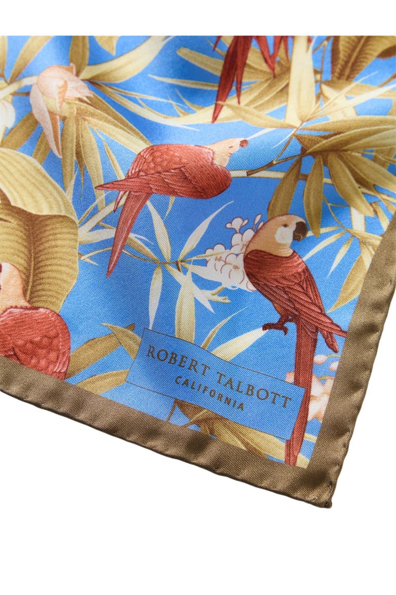 York Tropical Floral Pocket Square, Alternate, color, Brown/Blue, Brown Plaid