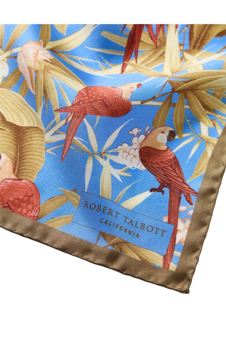 Robert Talbott York Tropical Floral Pocket Square, Alternate, color, Brown/Blue, Brown Plaid