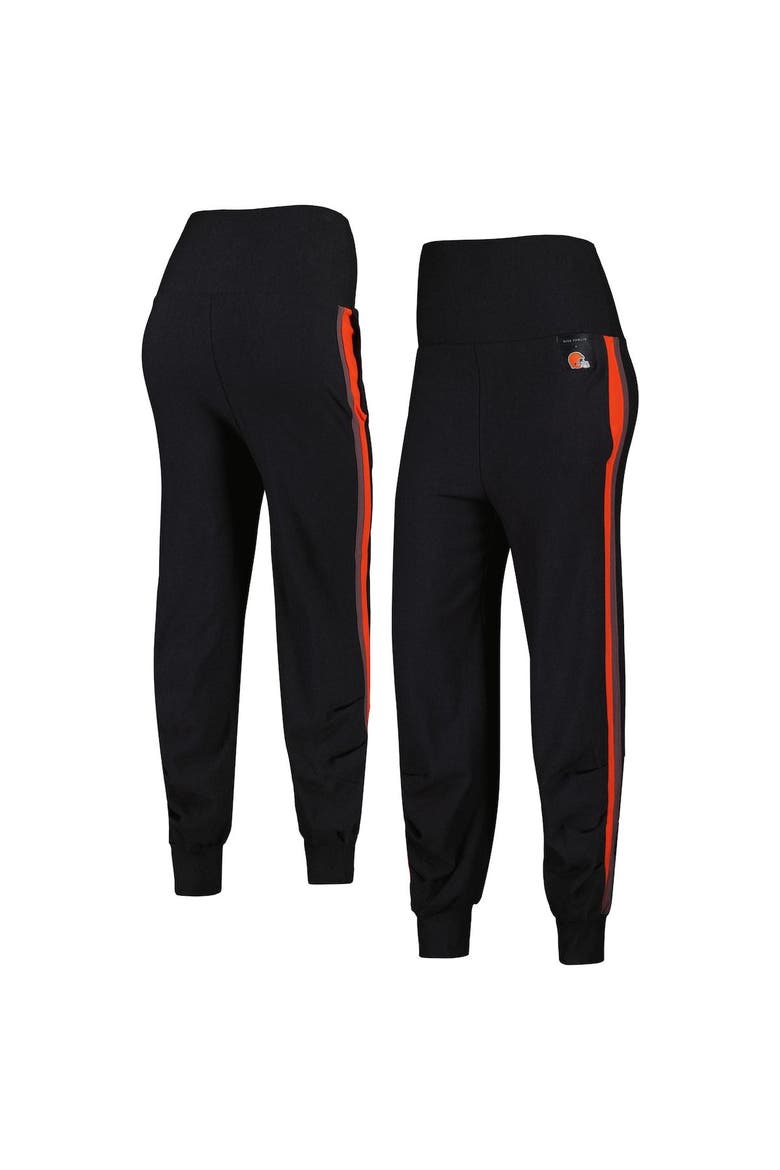 Women's KIYA TOMLIN Black Cleveland Browns Stripe Tri-Blend Joggers, Main, color, Black