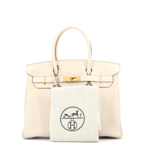 Pre-owned Hermes  Hermes Birkin Handbag Light Clemence With Gold Hardware 30 In White