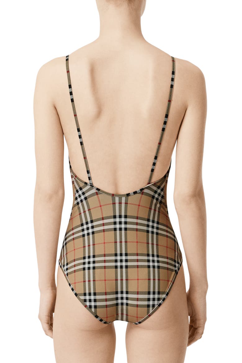 Check One-Piece Swimsuit, Alternate, color, ARCHIVE BEIGE IP CHK